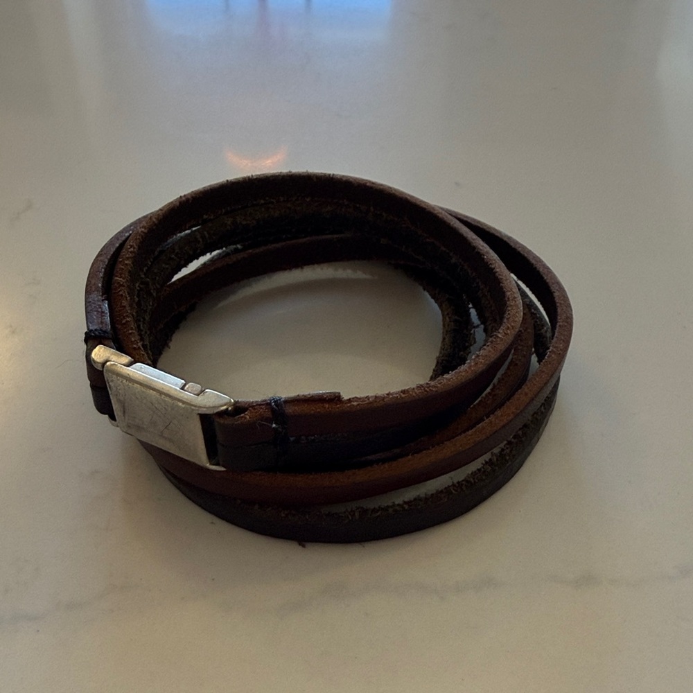 Brown Leather Wrap Bracelet